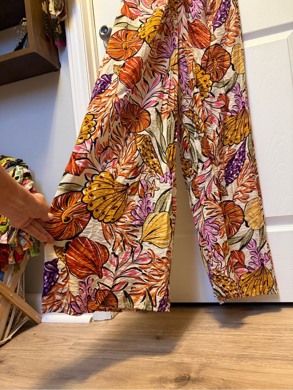 Pink Lily Strapless Floral Wide-Leg Jumpsuit - Yellow Orange Purple - Picture 3 of 9